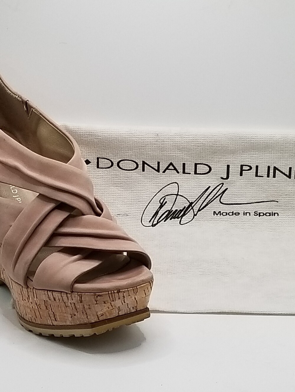 Donald J Pliner Nude Cork Platform Sandals Size 6.5 Made in Spain